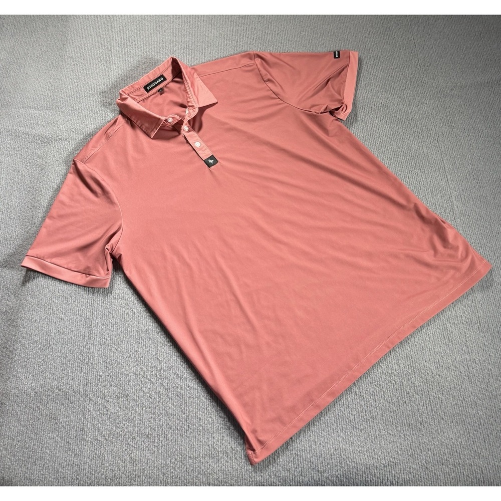 Byrd Gang Polo Shirt‎ Mens Large Pink Solid Print Golf Performance Stretch
